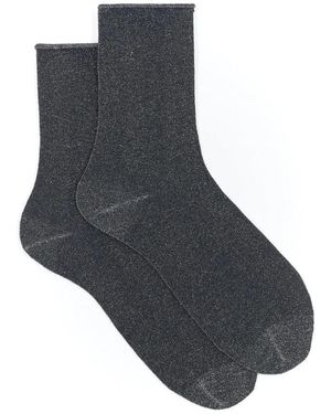 Gallo Kurze Einfarbige Grüne Lurex-Socken Für Damen - Grau