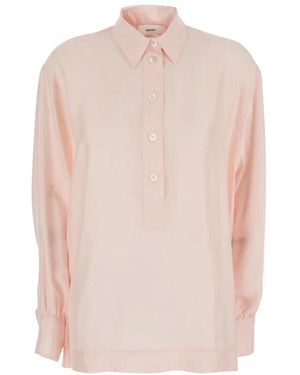 Grifoni Pointed Collar Long Sleeve Shirt - Roze