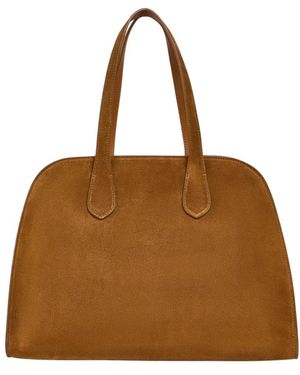 Liviana Conti Tassen ,Bruin ,Leer Kalfsleer Suède Handtas