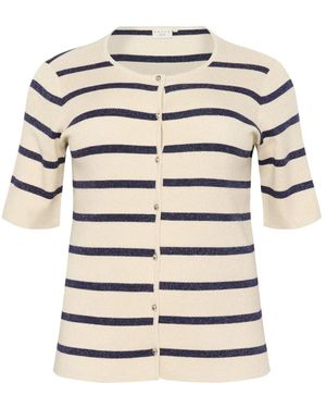 Kaffe Truien & Vesten ,Wit ,Polyester Gestreepte Vest Zilver Wit Blauw - Naturel