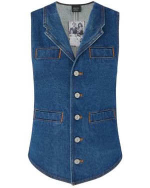Pinko Galiceno Button-Up Denim Waistcoat - Blue