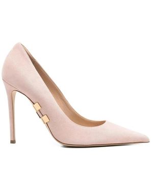 Elisabetta Franchi Schoenen ,Roze ,Leer Suede Pumps Met Juweellogo