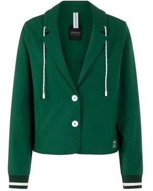 Marc Cain Jassen ,Groen ,Katoen Sportieve Blazer Met Gestreepte Details
