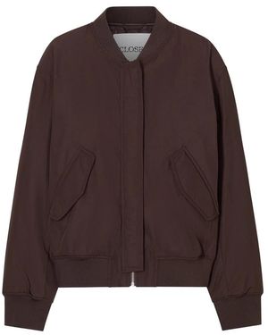 Closed Jassen ,Bruin ,Polyester Bomberjack Met Logo-Patch