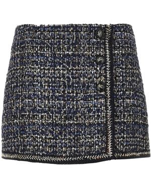 Etro Bouclé-Gebreide Minirok Met Knoopsluiting - Zwart