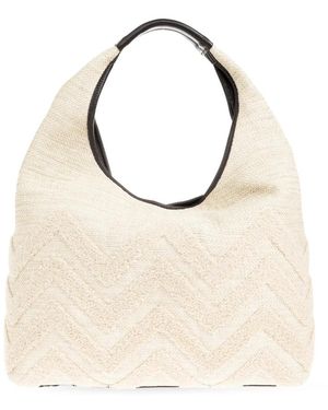 Missoni Tassen ,Leer Zigzag Schoudertas - Naturel