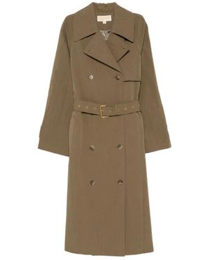 Michael Kors Jassen ,Groen ,Katoen Oversized Gewassen Katoen En Nylon Trenchcoat - Naturel