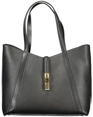 Sac à Main Furla Noir En Cuir - Taille Grand Modèle - Bandoulière - Occasion - Parfait Quotidien Spacieux