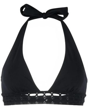 Ermanno Scervino Badmode ,Zwart ,Polyester Zwarte Gehaakte Halter Bikini Top