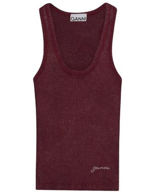 Ganni Sleeveless Tops - Purple