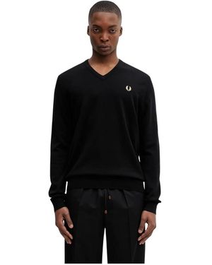 Fred Perry V-Neck Truien - Zwart