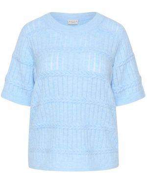 Kaffe Truien & Vesten ,Blauw ,Leer Rondgebreide Trui