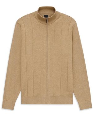 Bugatti Truien & Vesten ,Katoen High Collar Zip Jacket - Naturel