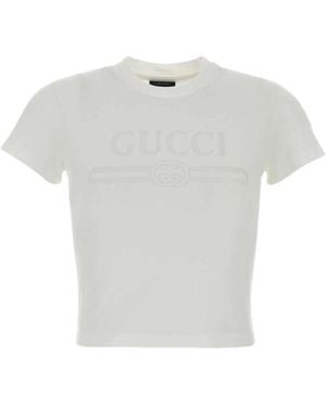 Gucci Katoenen Jersey T-Shirt Met Devoré Detail - Wit