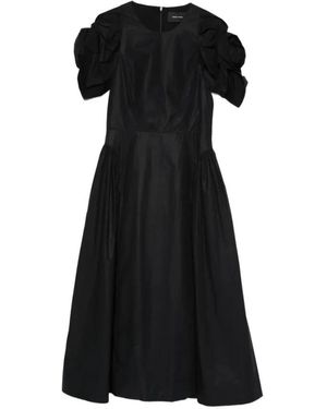 Simone Rocha Rose Puff-Sleeve Midi Dress - Black