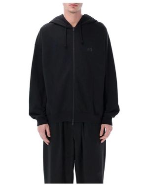 Y-3 Hoodies & Sweatvesten ,Zwart ,Katoen Brushed Terry Zip Hoodie