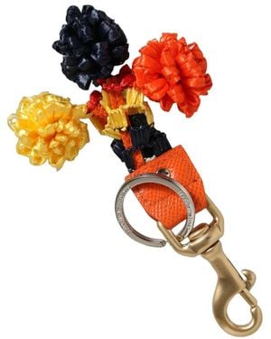 Dolce & Gabbana Accessoires ,Veelkleurig ,Leer Clasp Finder Ketting Sleutelhanger - Oranje