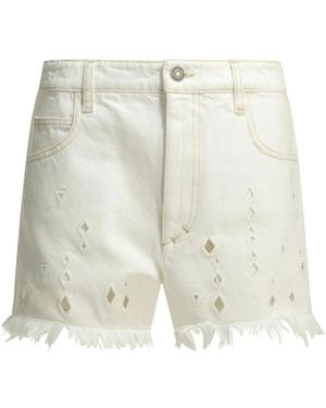 Isabel Marant Denim-Shorts Mit Broderie Anglaise - Weiß