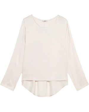 Oltre Langarm-Bluse Aus Viskose-Satin - Natur