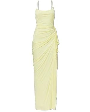 Versace Lange Jurk Met Dunne Bandjes - Geel