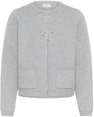 Kaffe Truien & Vesten ,Grijs ,Leer Cardigan