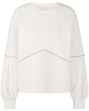 Marc Cain Hoodies & Sweatvesten ,Wit ,Katoen Sweatshirt Met Pofmouwen