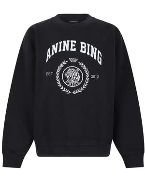 Anine Bing Hoodies & Sweatvesten ,Zwart ,Katoen Harvey Sweatshirt - Blauw