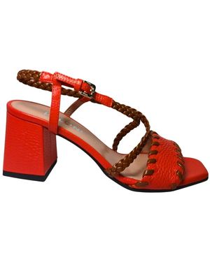 Pollini Schoenen ,Oranje ,Leer Sandali Pelle - Rood