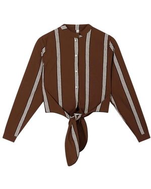 10Days Overhemden ,Bruin ,Katoen Blusa Corta Con Nudo