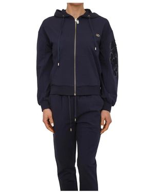 Liu Jo Hoodies & Sweatvesten ,Blauw ,Katoen Sweatshirt Met Rits