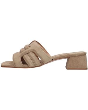 Notre-v Schoenen ,Leer Nv-1010 Muilezel Met Hak - Bruin
