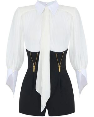 Elisabetta Franchi Jumpsuits & Playsuits ,Zwart ,Korte Jumpsuit - Wit