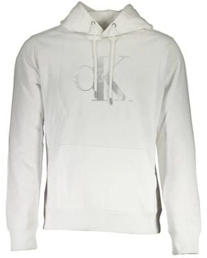 Calvin Klein Weißer Baumwoll Herren Pullover Hoodie - Grau