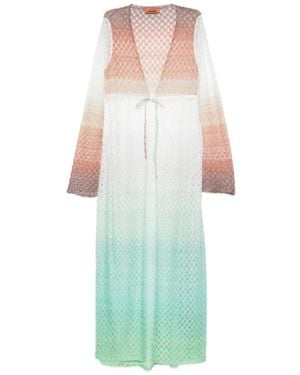 Missoni Truien & Vesten ,Veelkleurig ,Lange Cardigan Met Strik Aan De Voorkant - Groen