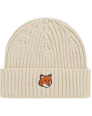 Maison Kitsuné Fox Head Beanie - Naturel