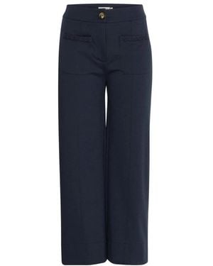 Ichi Cropped Trousers - Blue