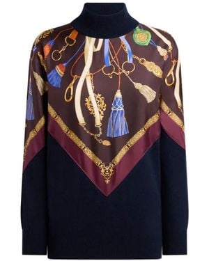 Etro Truien & Vesten ,Blauw ,Wol Wollen Coltrui