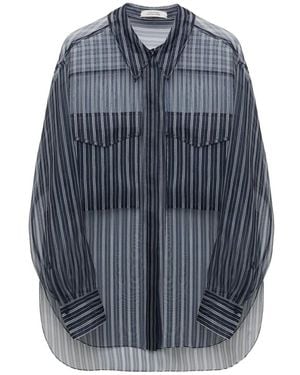 Dorothee Schumacher Overhemden ,Blauw ,Elegant Fluid Volumes Blouse