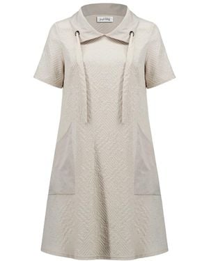 Joseph Ribkoff Geometrisches, Strukturiertes Jacquard-Kleid - Grau