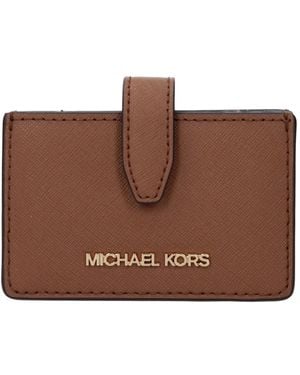 Michael Kors Bruin Leren Kaarthouder Met Voorlogo