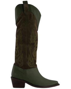 Johanna Ortiz Westerse Geborduurde Leren Laarzen - Groen