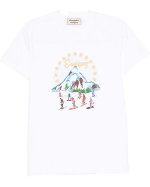 ALESSANDRO ENRIQUEZ Besticktes Baumwoll-T-Shirt - Weiß
