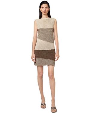 Alpha Studio Kleedjes ,Veelkleurig ,Polyester Mini Jurk - Naturel