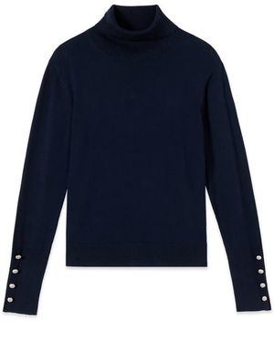 Oltre Truien & Vesten ,Blauw ,Nylon Turtleneck Trui