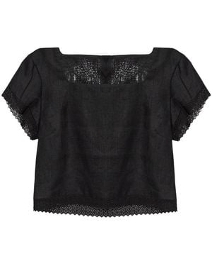 Posse Overhemden ,Zwart ,Linnen Alfie Linnen Top