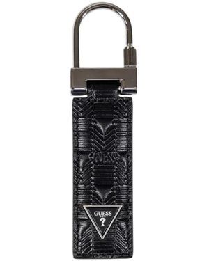 Guess Leder-Schlüsselanhänger Mit Metalldetails - Schwarz