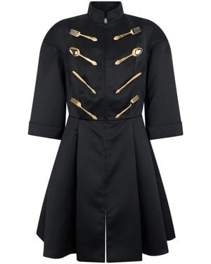 Moschino Zwarte Jurk Met Metallic Details