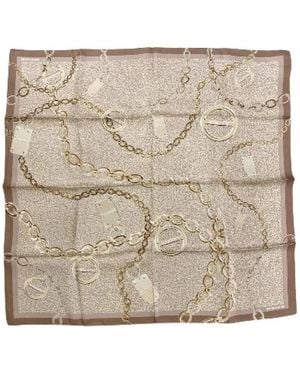 Borbonese Accessoires ,Veelkleurig ,Foulard Catene Twill Seta - Naturel