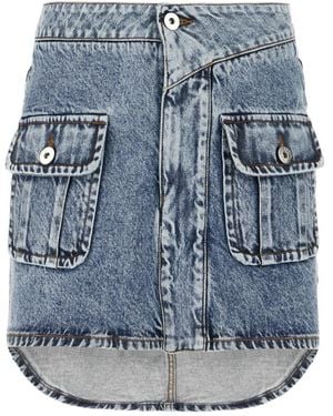 JW Anderson Curved Patch Pockets Mini Denim Skirt - Blue