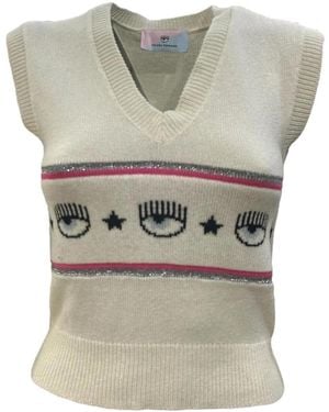 Chiara Ferragni V-Neck Knitwear - Grey